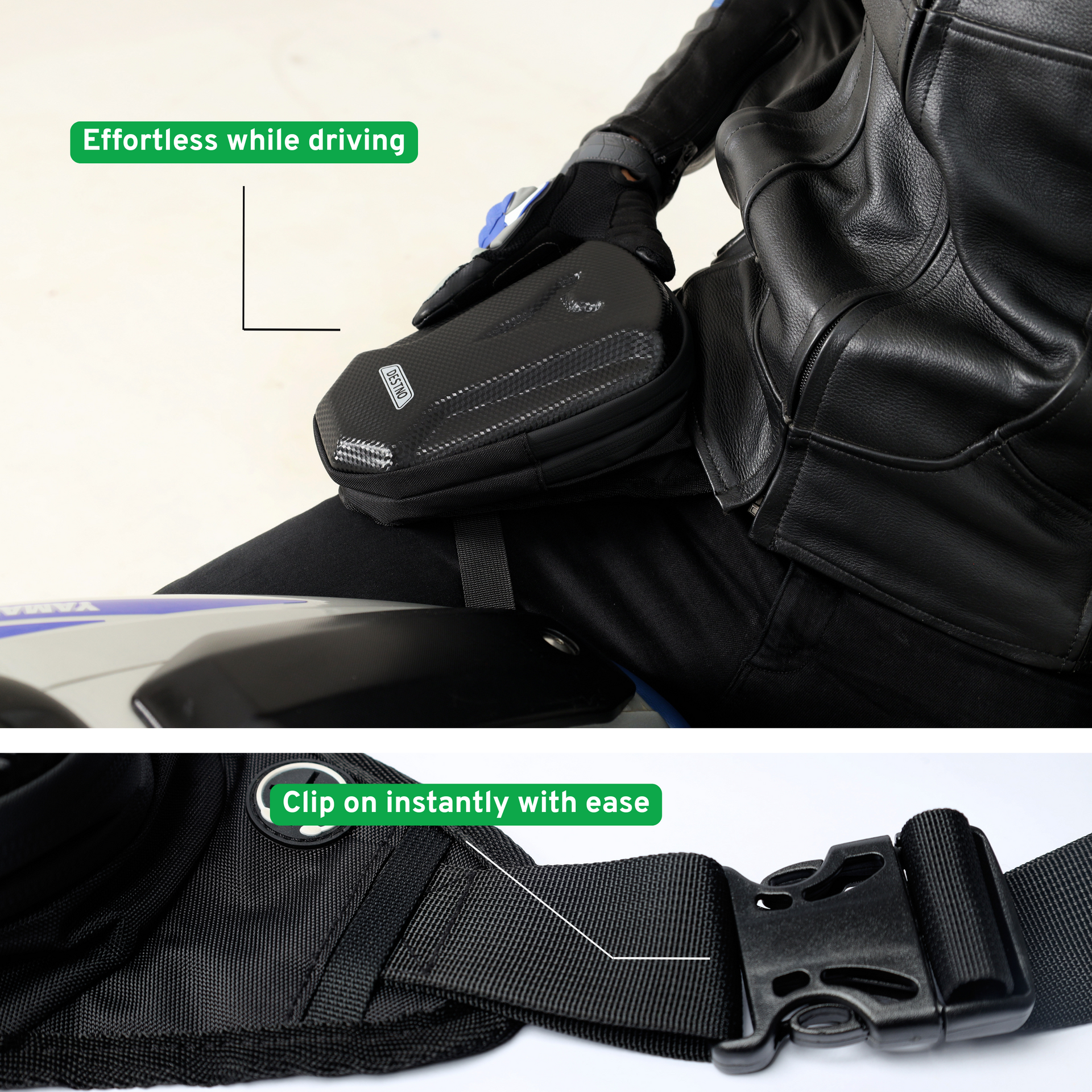 Destno Motorcycle Biker Thigh Bag – EVA Hard Shell Leg & Waist Pack