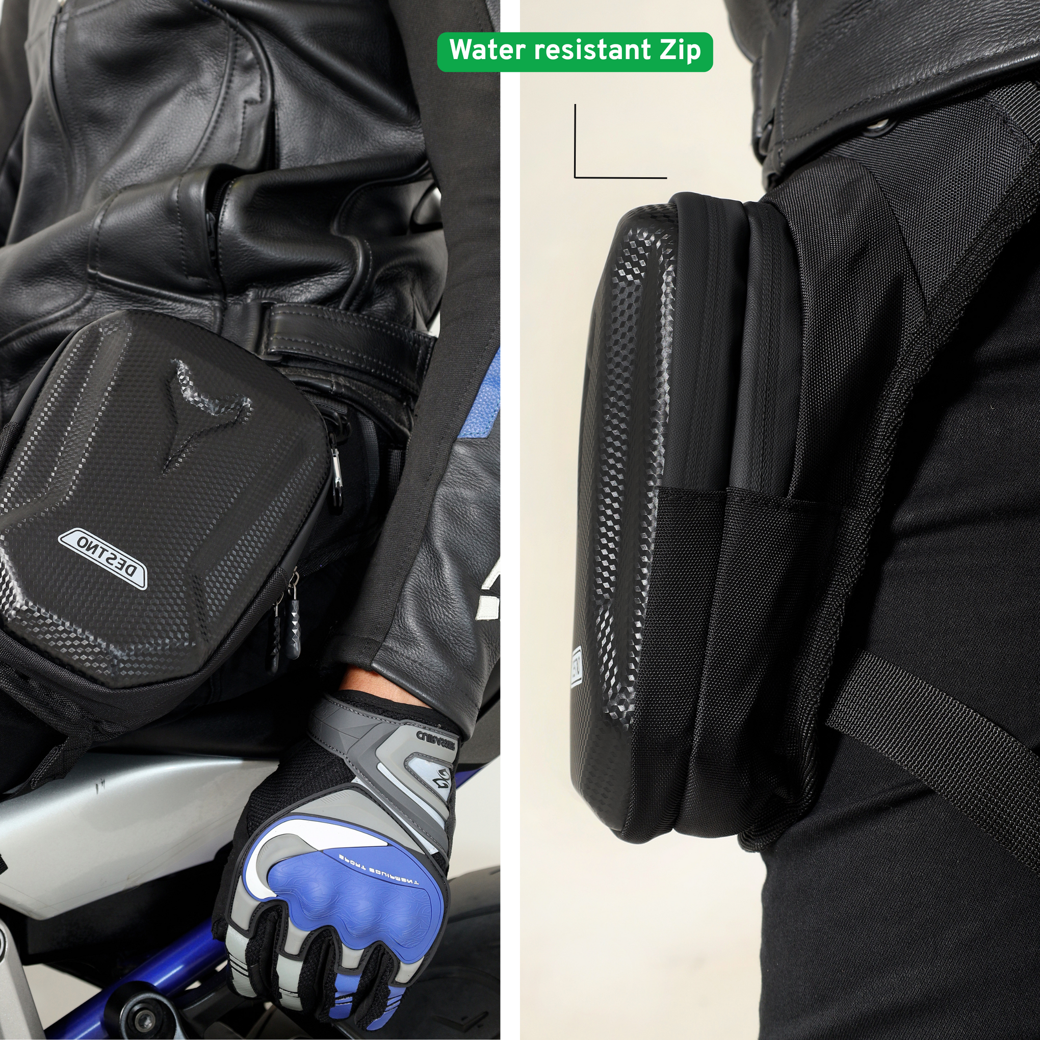Destno Motorcycle Biker Thigh Bag – EVA Hard Shell Leg & Waist Pack