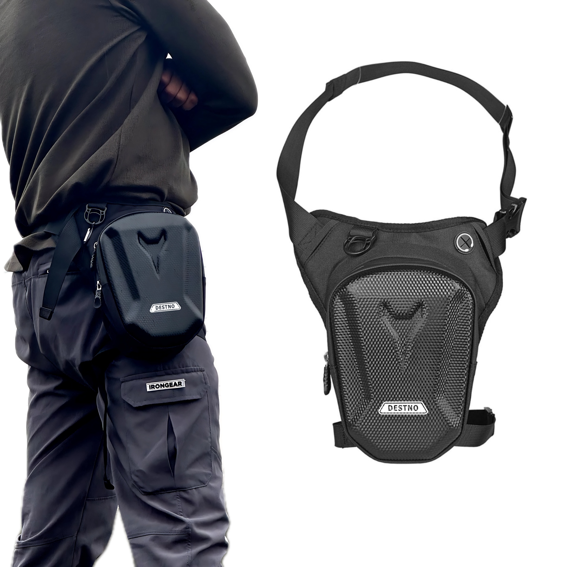 Destno Motorcycle Biker Thigh Bag – EVA Hard Shell Leg & Waist Pack