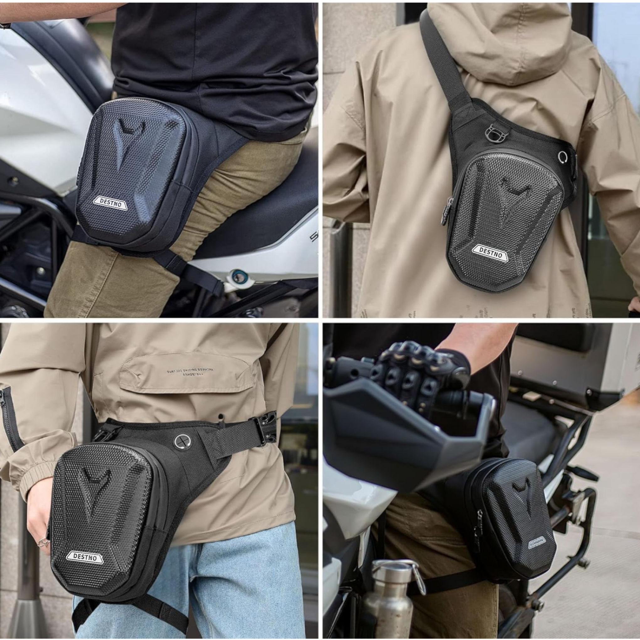 Destno Motorcycle Biker Thigh Bag – EVA Hard Shell Leg & Waist Pack